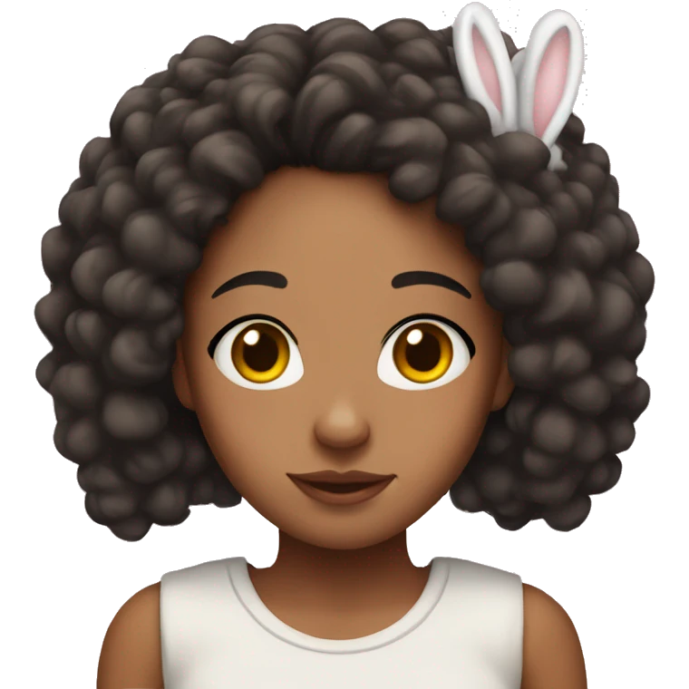 Mixed race girl with bunny ears. She has freckles emoji