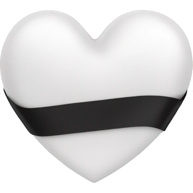 white heart with black ribbon emoji