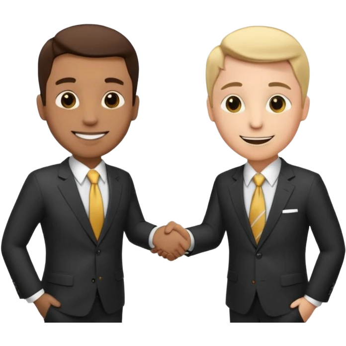 2 business people ahnd shaking close to the camera with moeny coming out of the handshake emoji