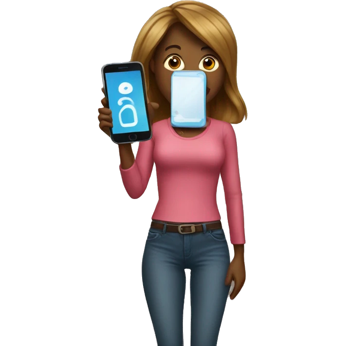 woman showing big phone emoji