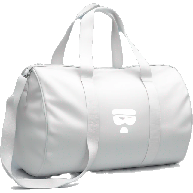 all white shoulder gym bag, white strap emoji