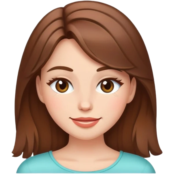 brown long hair girl with soft makeup, winking emoji