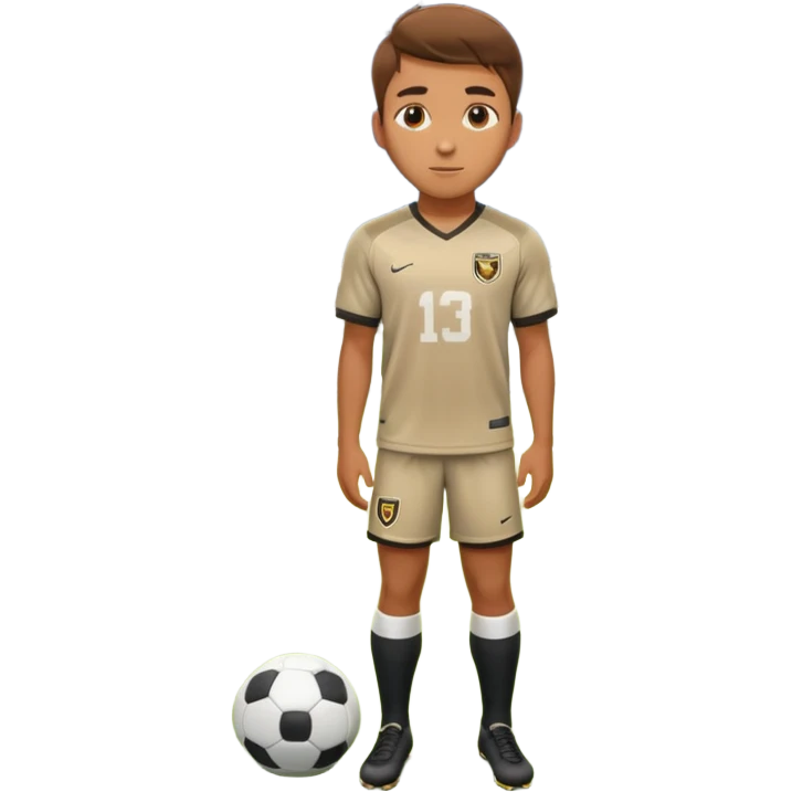 Undergraduate soccer player on college field, focused look, campus stadium lights, cinematic, realistic emoji