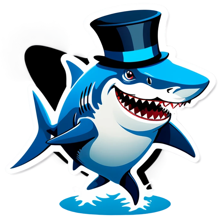 Shark with a top hat emoji