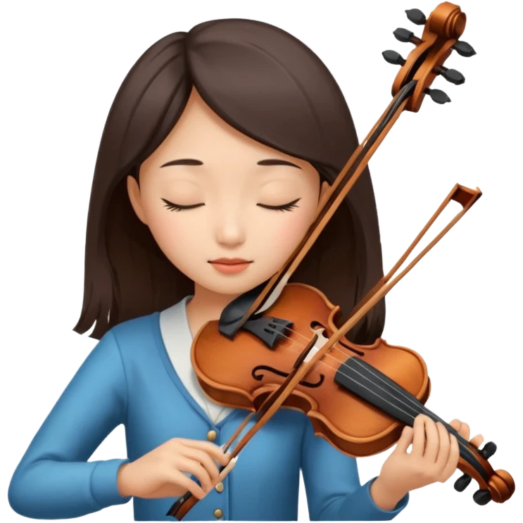 pretty asian girl playing a violin, eyes closed emoji