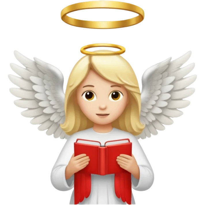"An angel emoji with blonde hair, a halo, wings, holding a 'COMPARTILHAR' sign in bold letters." emoji