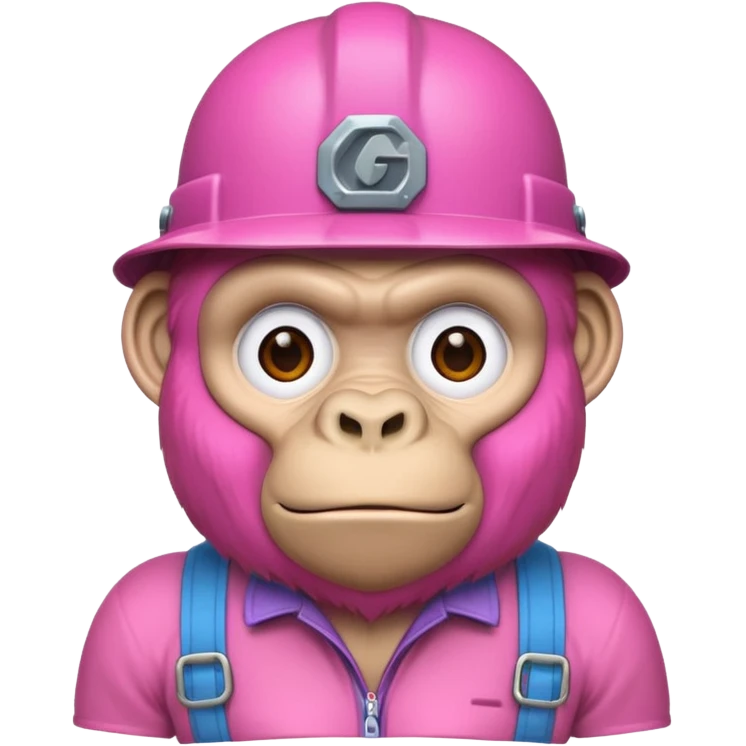 A pink gorilla with a constructor hat emoji
