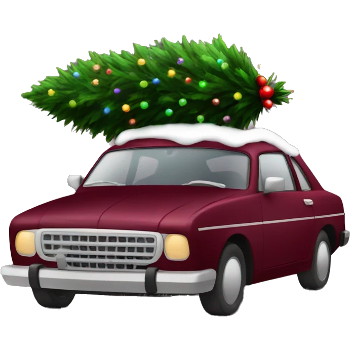 Christmas burgundy Car with Christmas Tree  emoji