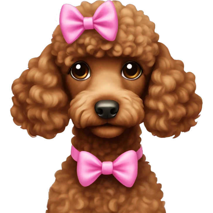 Brown poodle with a pink bow emoji