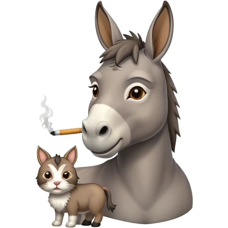 Donkey standing on a cat with a cigarette in his mouth  emoji