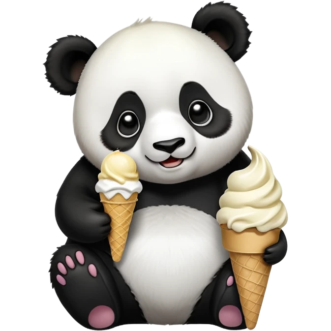 Panda eating ice cream emoji