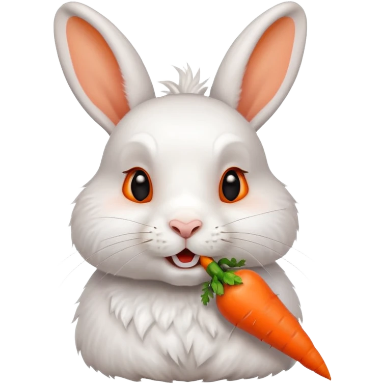 A rabbit nibbling on a carrot, surprised by the flavor, portrait, bust up emoji
