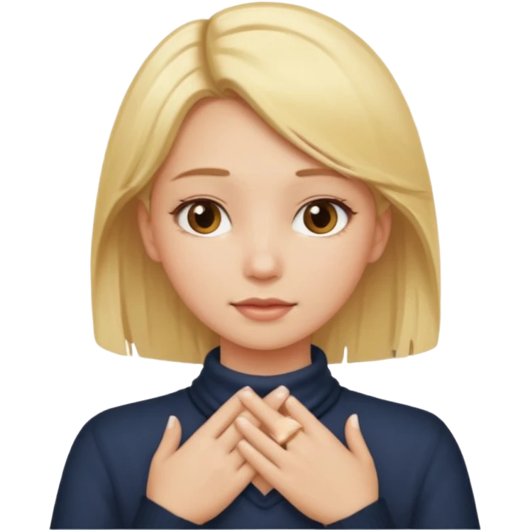 girl blonde hair hands around her neck ￼ emoji