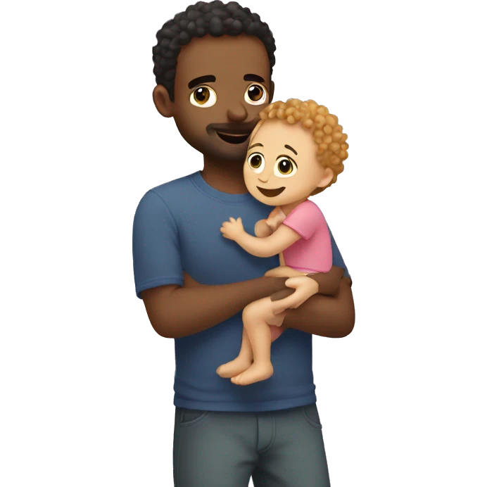 Dad hugging a curly baby emoji