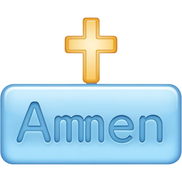 light blue word "AMEN" simple font in rectangle emoji