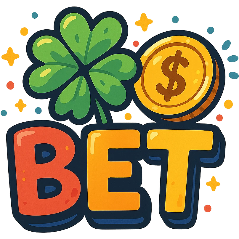 playful and colorful betting logo with a lucky clover and coin emoji