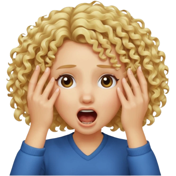 Emoji di ragazza bionda riccia che urla e mette una mano in faccia verso la fronte emoji