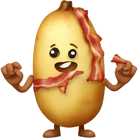 a potato holding hands with a bacon emoji