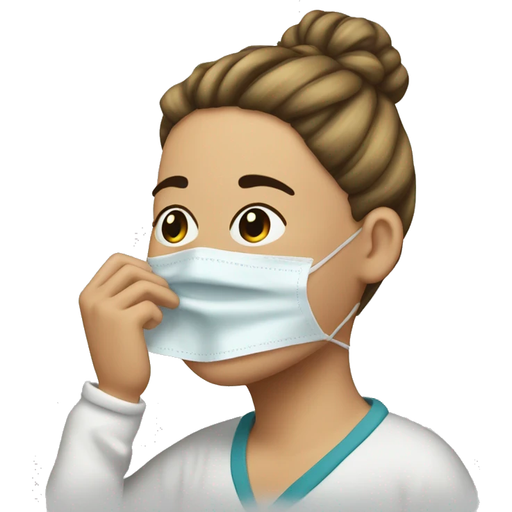 sick person coughing and sneezing with a messy bun emoji