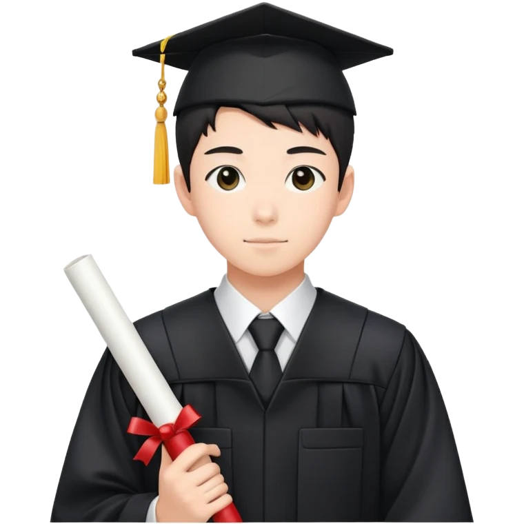 Japanese high school boy at graduation ceremony wearing gakuran uniform holding diploma emoji