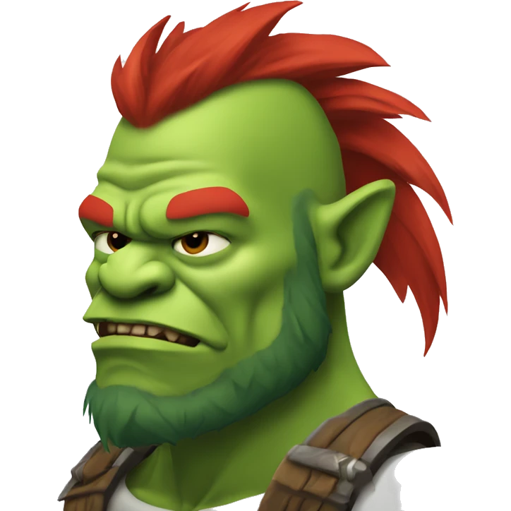 green orc with red beard and red mohican emoji