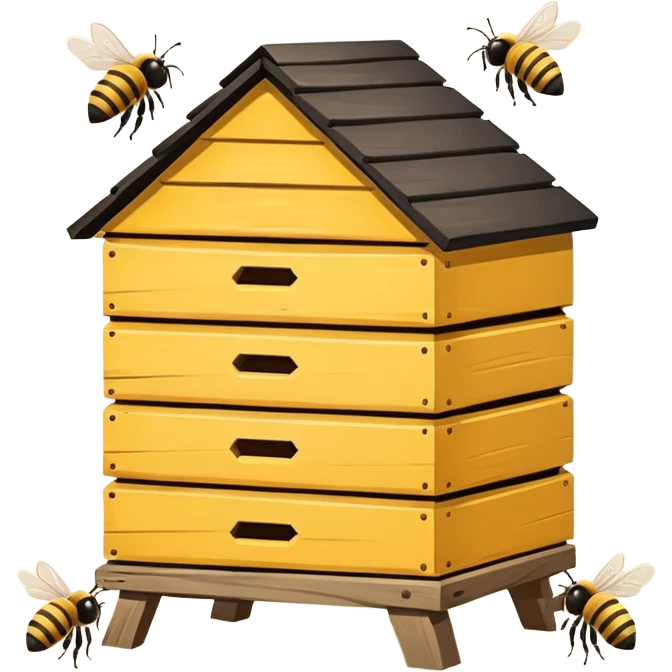 hands shake the bee hive with bees escaping emoji