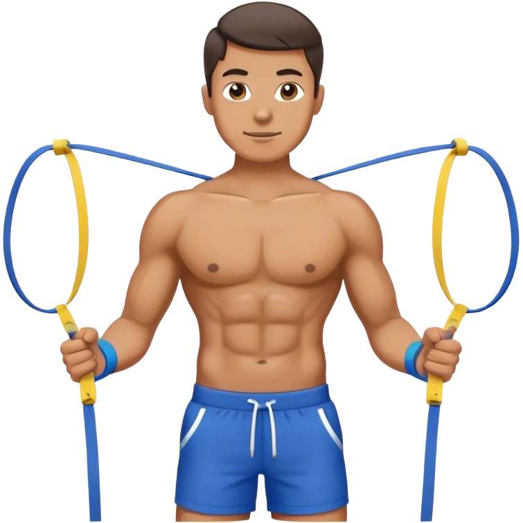 fit man with blue shorts resistance bands exercises emoji