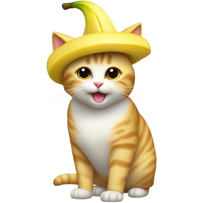 cute cat with banana hat emoji