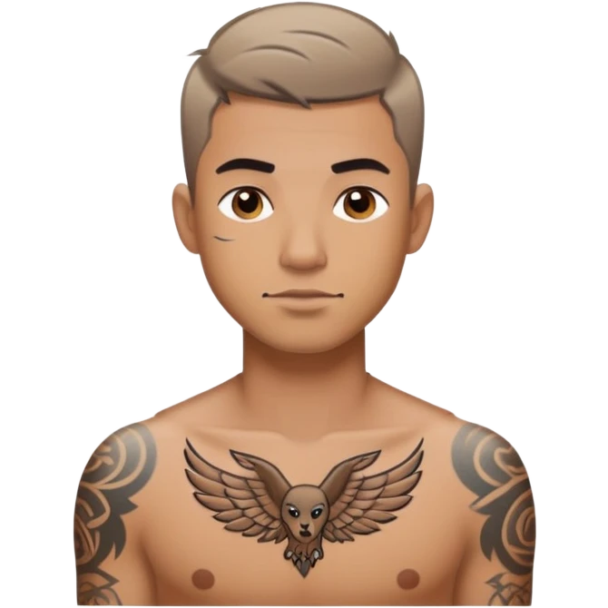 Man with tattoos and short hair emoji