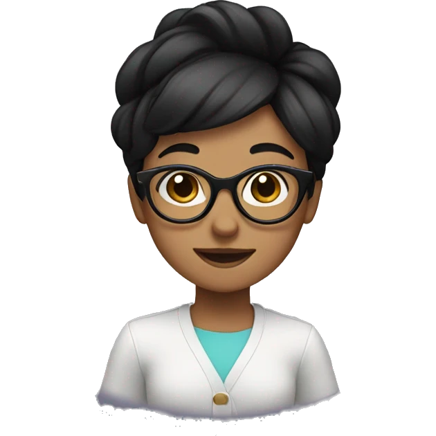 girl black hair and round glasses waving emoji
