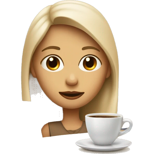 Half face of a girl at the laptop. A a cup of coffee on the left side of the table. Books on the right side. in beige tones emoji