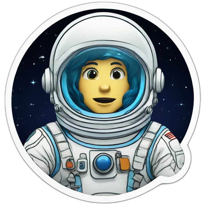 astronaut, sticker, Bruce Timm style, contour, vector, color emoji