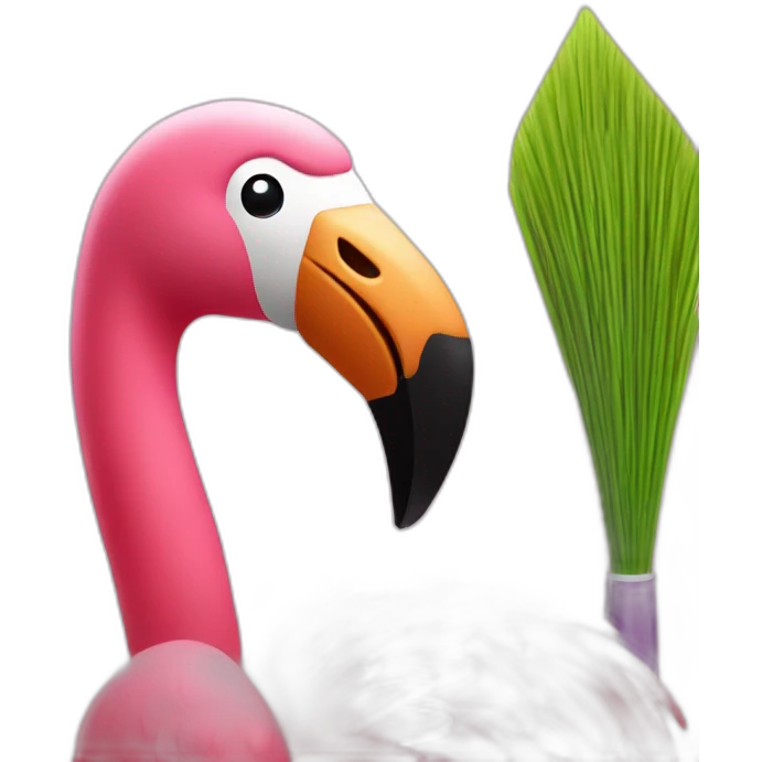 pink flamingo holding a paintbrush emoji