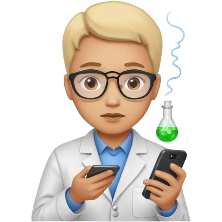 científica viendo un celular emoji