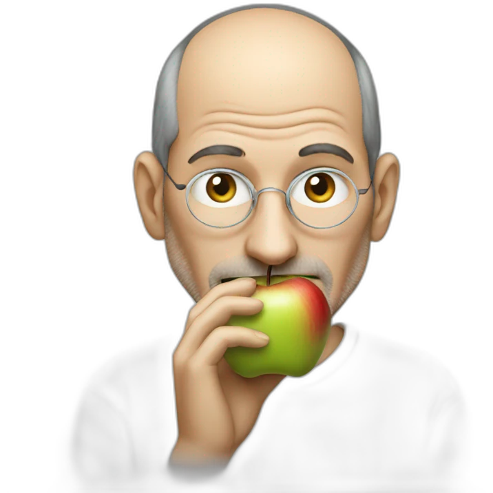 Steve Jobs eating apple emoji
