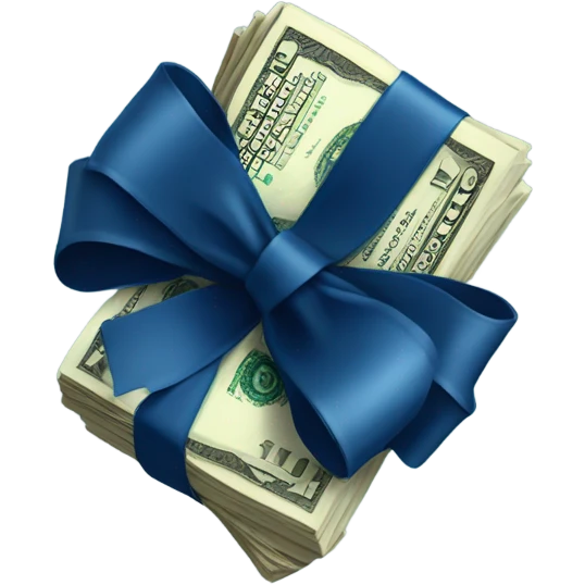 dollars in a dark blue bow emoji