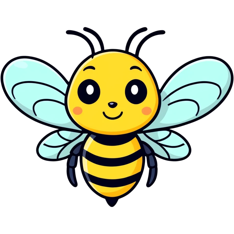 cute bee, cartoonish sticker style emoji