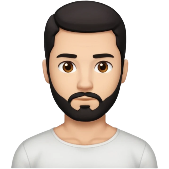 A man with black eyes. With a black beard and medium smooth hair. with the neck without clothes emoji