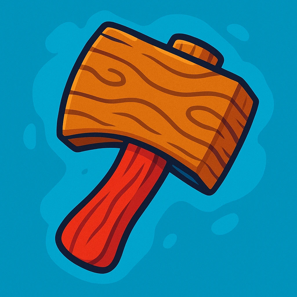 wooden axe head texture in vibrant toon style, cartoon style emoji