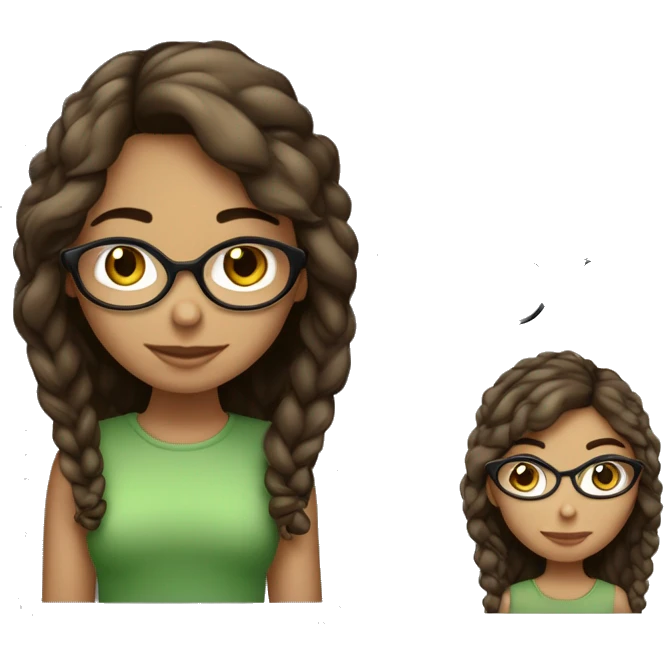 menina de cabelo marrom liso um oculos verde pele bege claro com um coelho preto e pequeno cabelo longo emoji