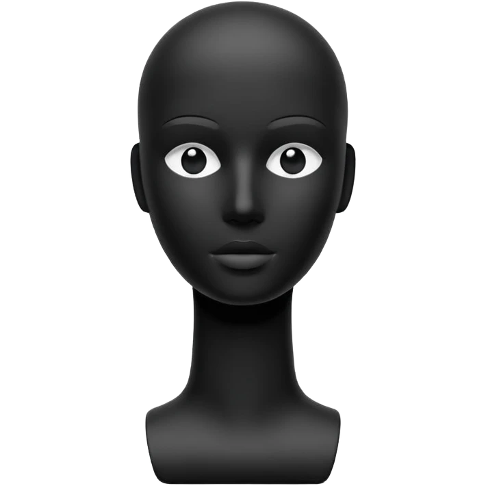 Minimalistic flat vector icon, iOS style, thin black contour on white background. Matte black mannequin in front of in 3D monochrome style. emoji