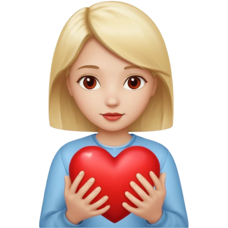 prayer girl blond hair red heart in her hands emoji