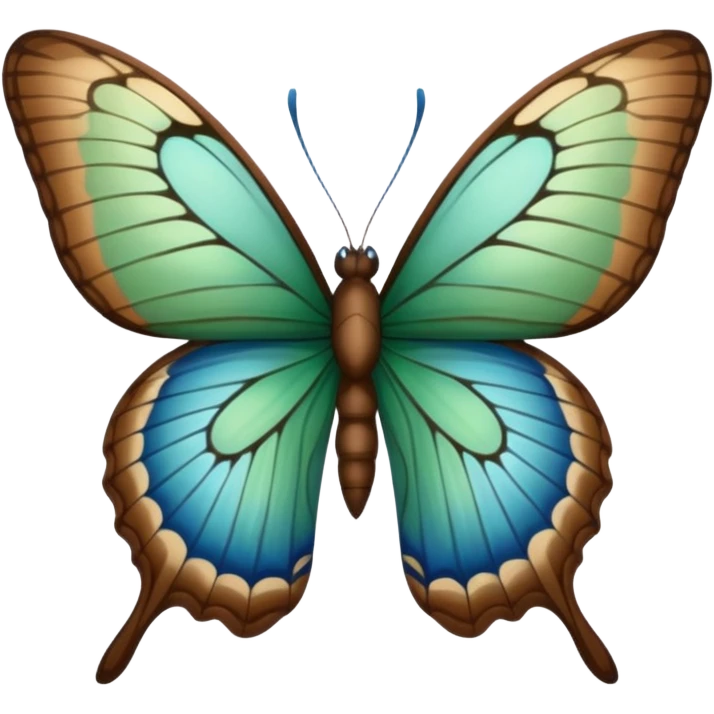 Green brown blue butterfly emoji