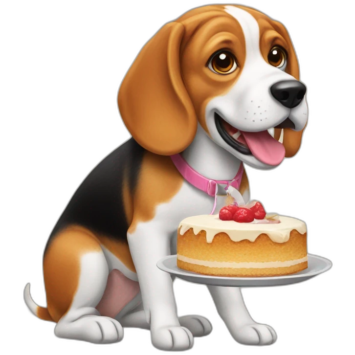 Beagle eating cake emoji