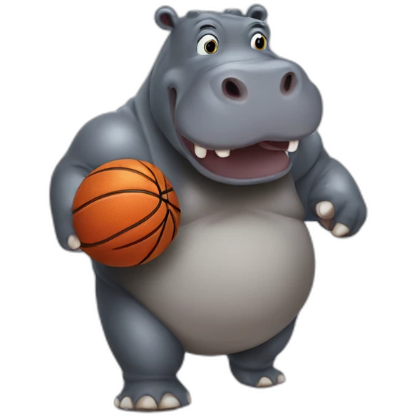 hippopotamus playing basketball emoji