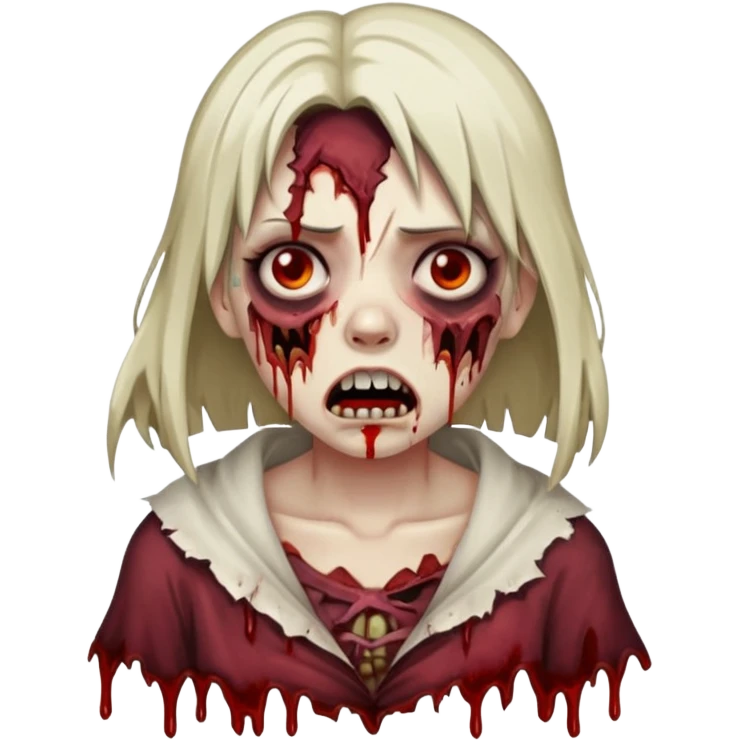 make a zombie girl with a droopy ruined mouth emoji