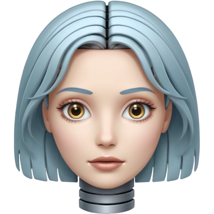 female different hair color metalic robot face like 3rd picture of the last one emoji