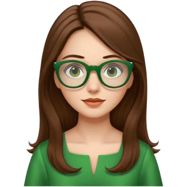 green glasses and green dressed woman long hair emoji