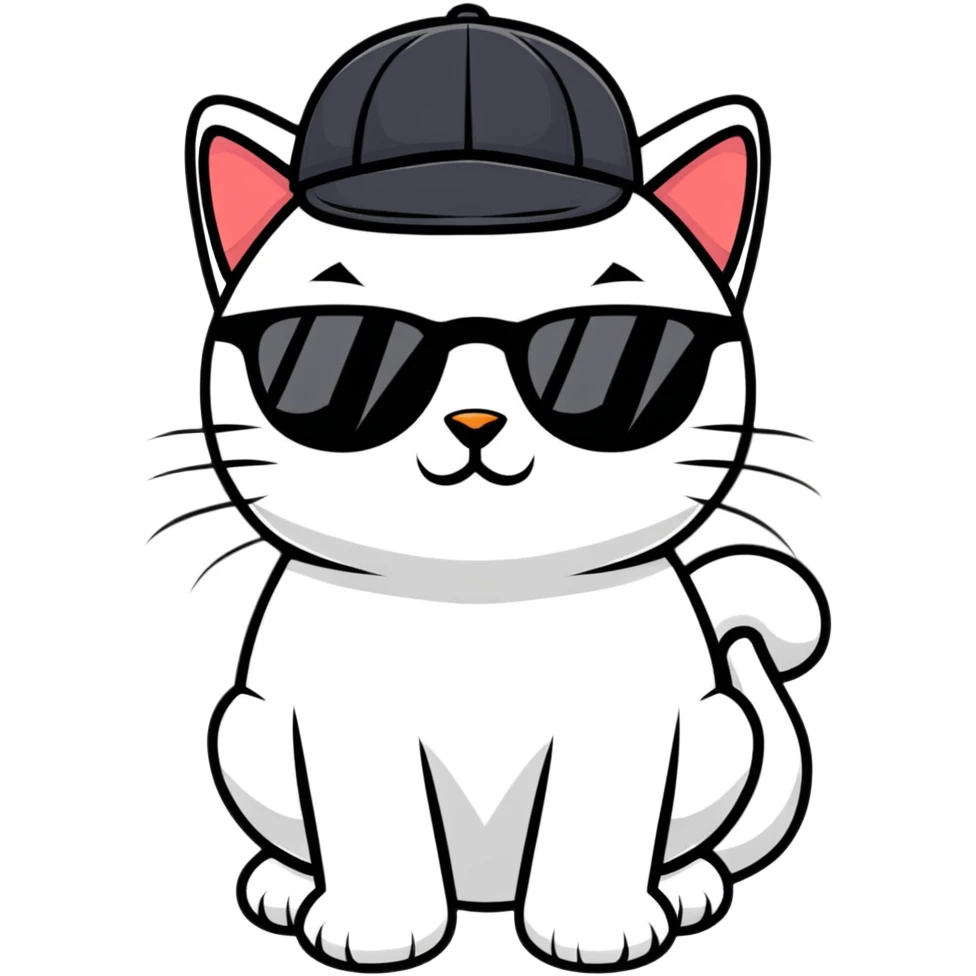 A cat wearing sunglasses and a cap emoji