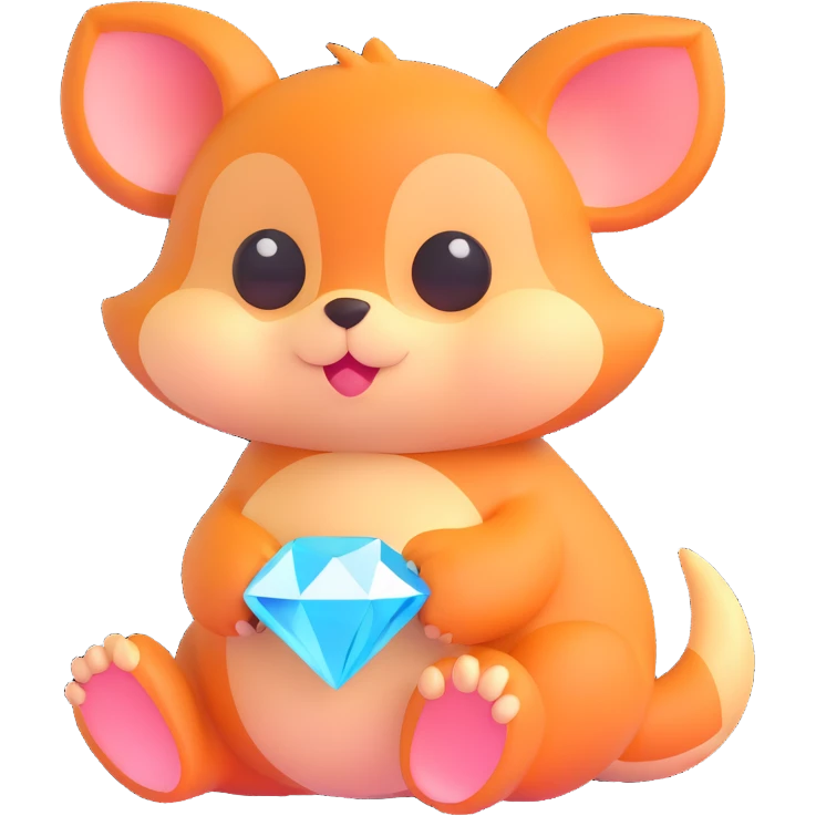 cute animal holding a diamond emoji